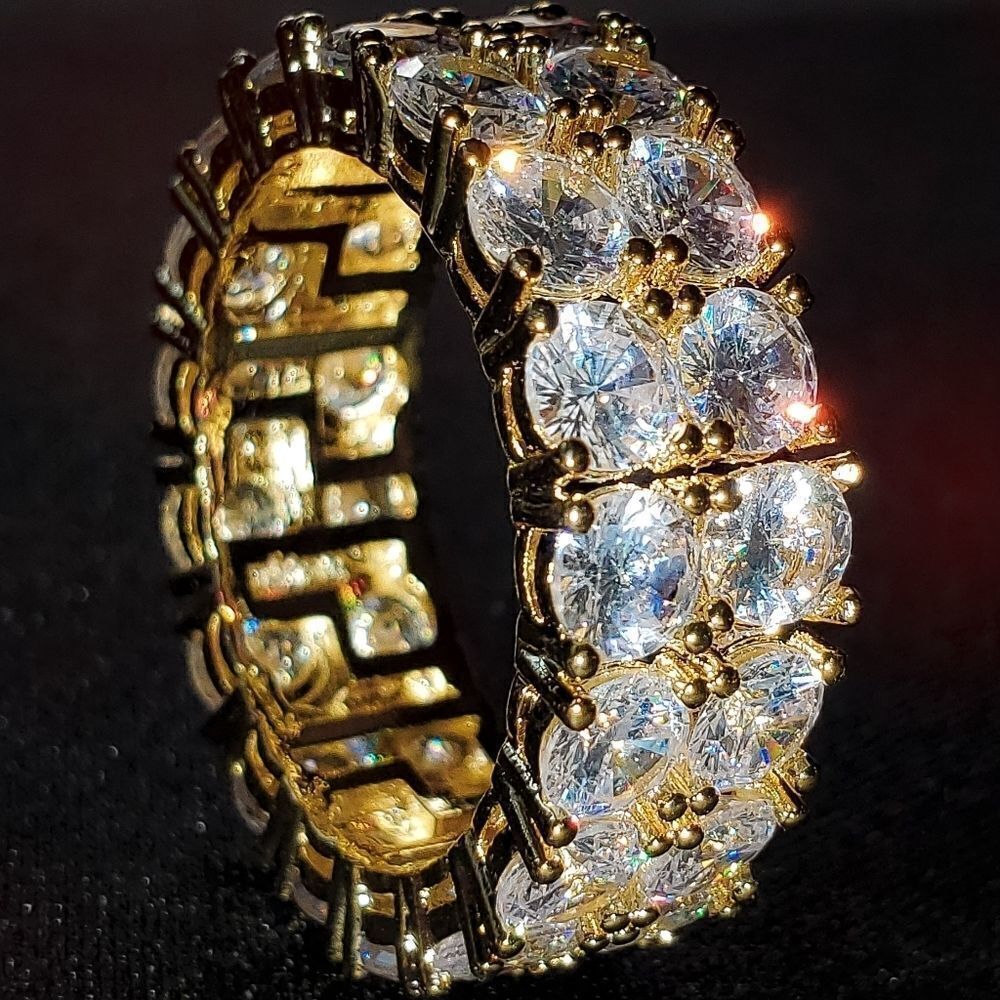 14k Gold Plated 2 Row Eternity Ring
